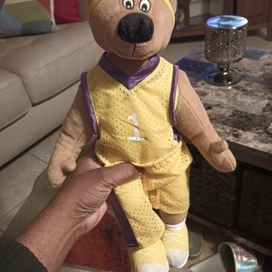 BJ Toy Company 17" Basketball Bear Plush Lakers Yellow/Purple Uniform #1 B9